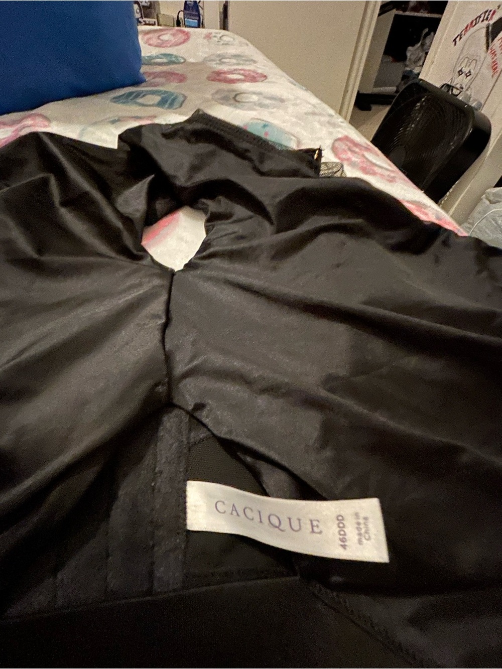 Cacique Black Satin bra 46DDD